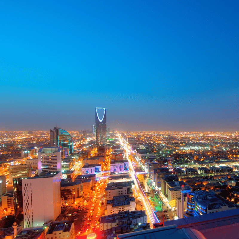 Evening view of Saudi Arabia tower building