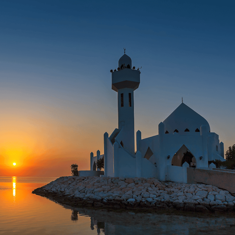 Mosque in Saudi Arabia, a sacred place for Muslim tourists.